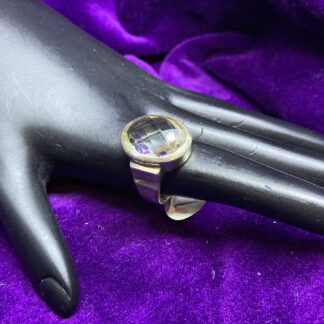 925 Ring Clear Quartz, Faceted.  Size 7