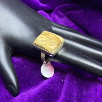 925 Ring with Picture Jasper (Square).  Size 7