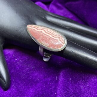 925 Ring with Rhodochrosite Teardrop. Size 7
