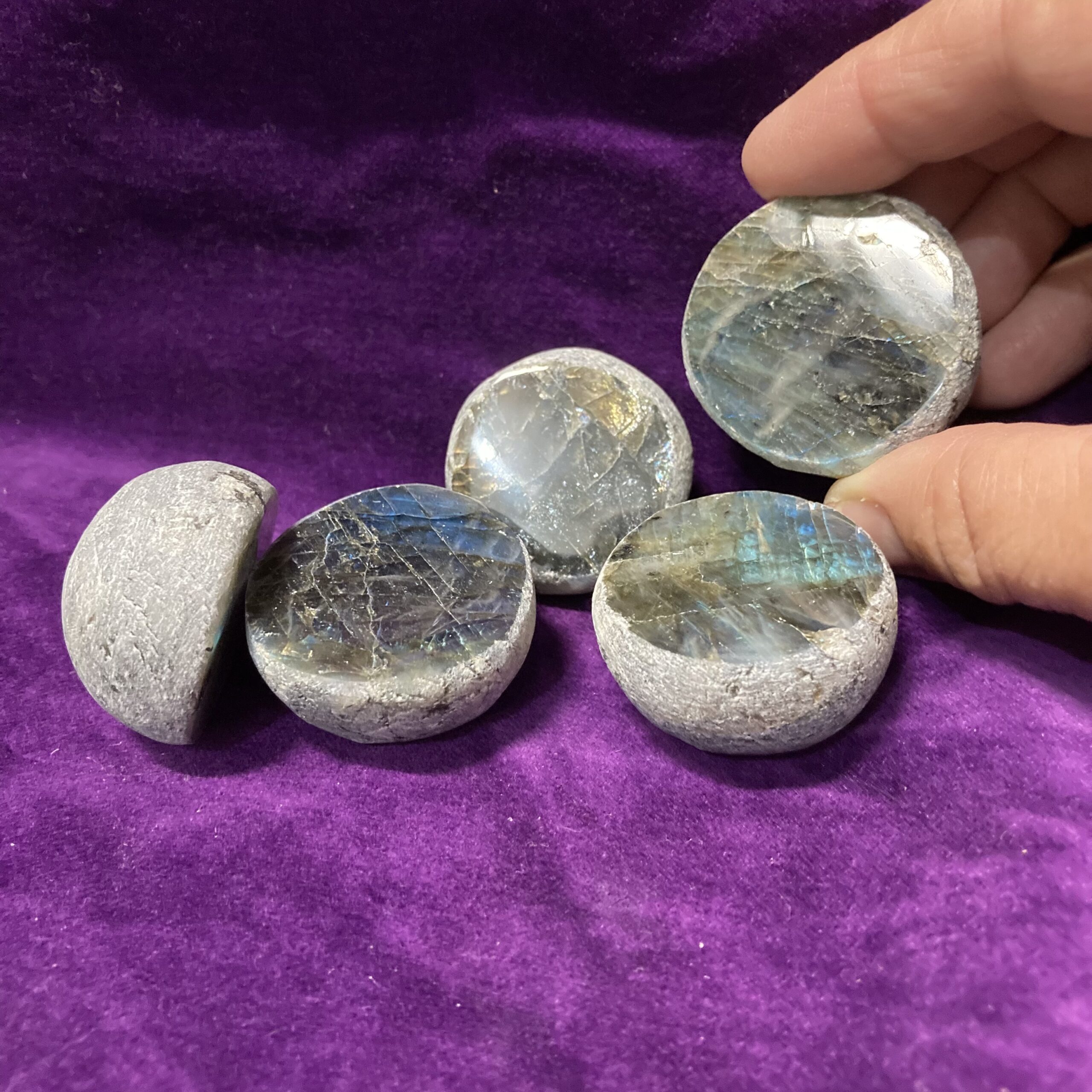 one face polished labradorite sphere